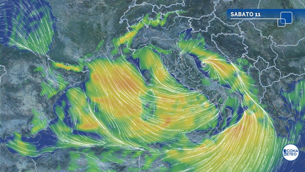 Fronte Freddo Sull Italia Venti Tempestosi Temporali E Neve Icona Clima