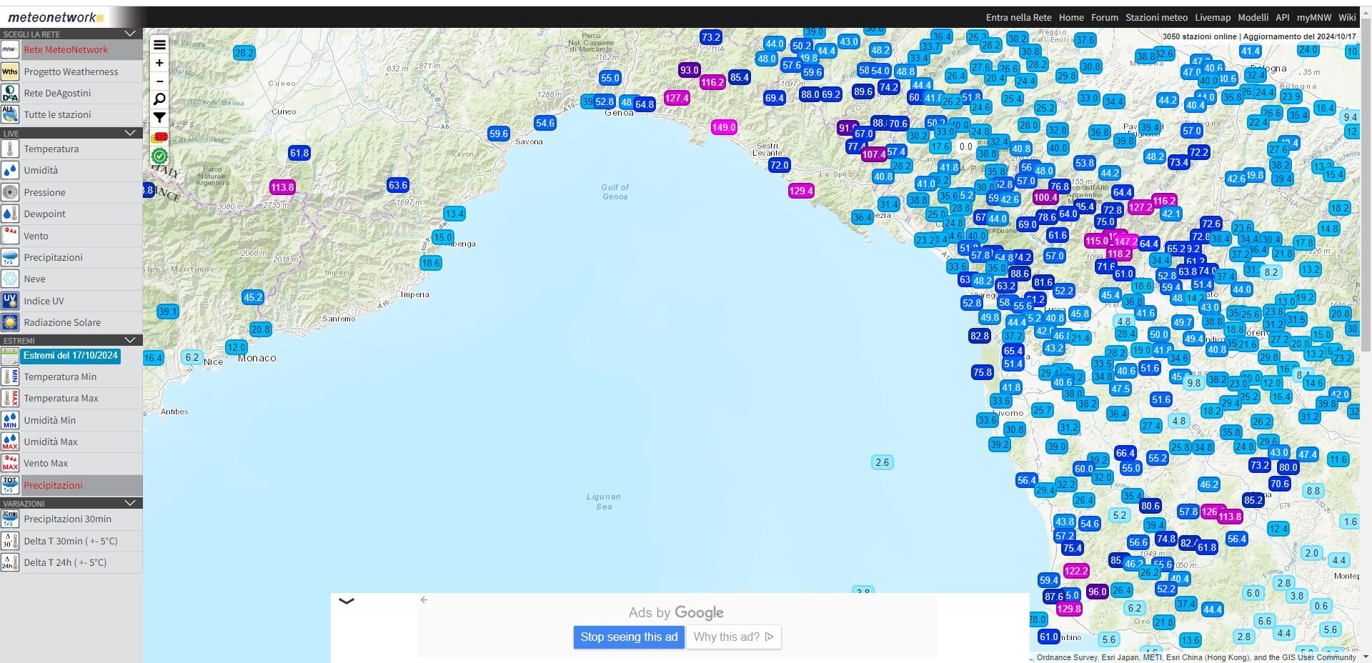 mappa meteonetwork