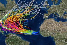 La traiettoria degli uragani atlantici di categoria 4 e 5 tra il 1851 e il 2016. Fonte NOAA