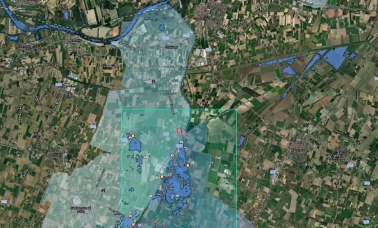 Mappa dell'emergenza alluvionale in Emilia Romagna del Geoportale con dati satellitari EO del programma Copernicus